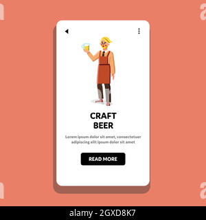 Craft Beer Manufacturing Factory Worker Vector Illustration Stock Vector