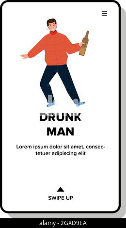 Drunk Man Drinking Beer Or Wine From Bottle Vector Stock Vector