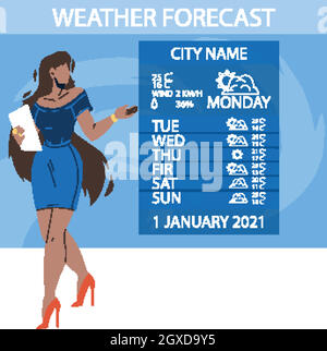 News Weather Reporter Work On Television Vector Stock Vector