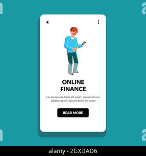 Online Finance Smartphone App Using Man Vector Stock Vector