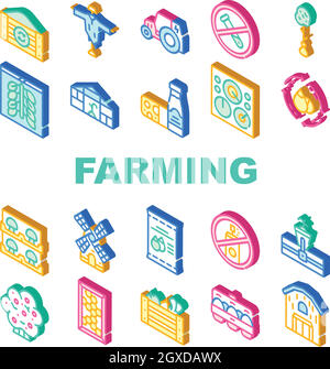 Organic Eco Farming Collection Icons Set Vector Stock Vector