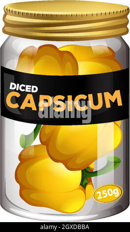 Diced capsicum preserve in glass jar Stock Vector