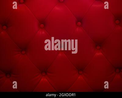 Background from leather of cushion. Red leather from retro chairs. The seat has a vintage style texture Stock Photo