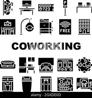 Coworking Work Office Collection Icons Set Vector Stock Vector