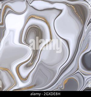 Agate stone texture with gold. Blue Fluid marbling effect with gold vein. Abstract Agate Background. Illustration Stock Photo