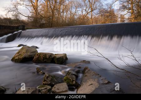 Waterfall of Sulz creek close to Lindlar, Bergisches Land, Germany Stock Photo