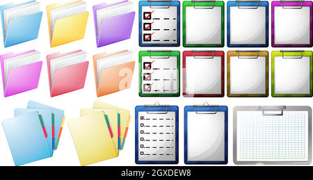 Files on clipboard and folders Stock Vector