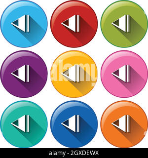 Round icons with rewind buttons Stock Vector