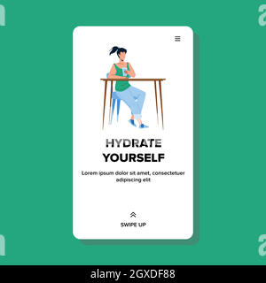 Hydrate Yourself And Drink Healthy Water Vector Stock Vector