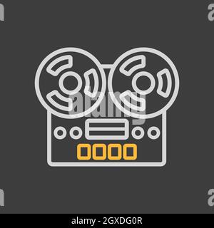 Nostalgic vintage bobbin tape player recorder device vector icon. Graph symbol for music and sound web site and apps design, logo, app, UI Stock Photo