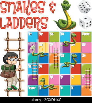 Boardgame template with ladders and snakes Stock Vector