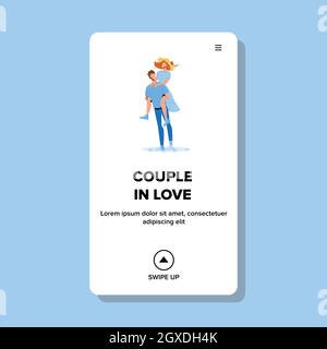 Couple In Love Romantic Boy Piggyback Girl Vector Stock Vector