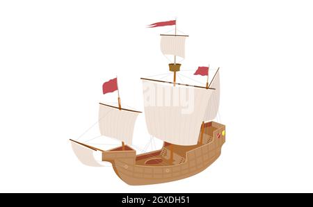Retro sail ship vector isolated on white background. EPS10. Stock Vector