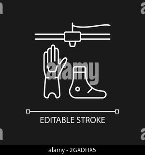 3d printed prosthetics white linear icon for dark theme Stock Vector