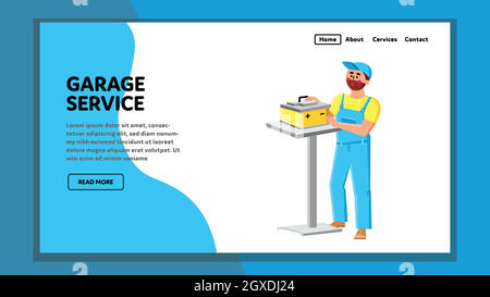 Garage Service Examination Car Battery Vector Stock Vector