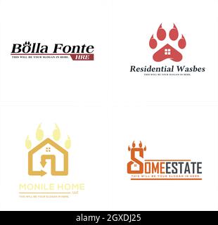 Set of paw home animal logo design Stock Vector