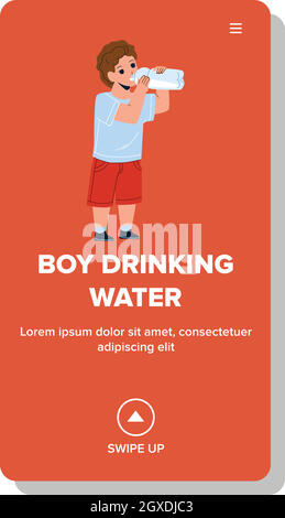 Boy Drinking Water From Bottle In Park Vector Stock Vector