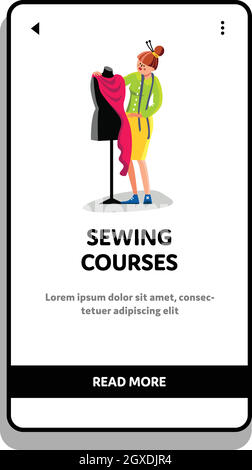 Cutting And Sewing Courses Dressmaking Vector Illustration Stock Vector