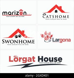Set of home animal care logo design Stock Vector