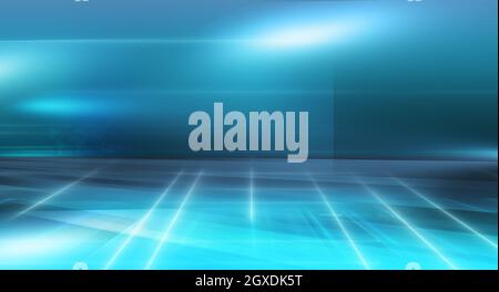 Abstract high technology background, empty backdrop light effects on ground. 3d illustration Stock Photo