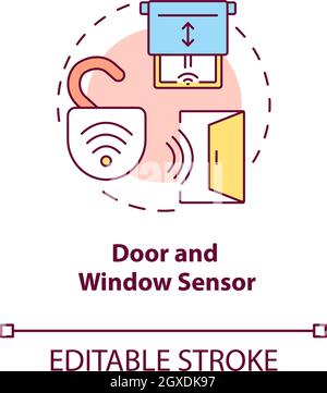 Door and window sensor concept icon Stock Vector