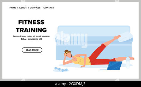 Fitness Training Woman Exercising At Home Vector Stock Vector