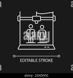 3d printed selfies white linear icon for dark theme Stock Vector