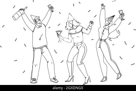 People Celebrating Birthday Or Christmas flat Vector Stock Vector
