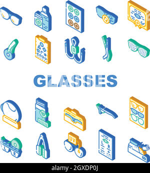 Eye Glasses And Lens Collection Icons Set Vector Stock Vector
