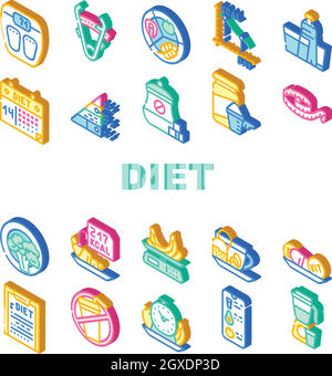 Diet Products And Tool Collection Icons Set Vector Stock Vector