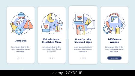 Burglary prevention onboarding mobile app page screen Stock Vector