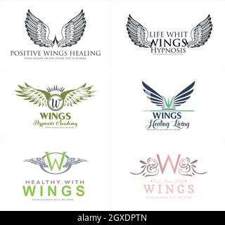 Set of wings initial letter logo design Stock Vector