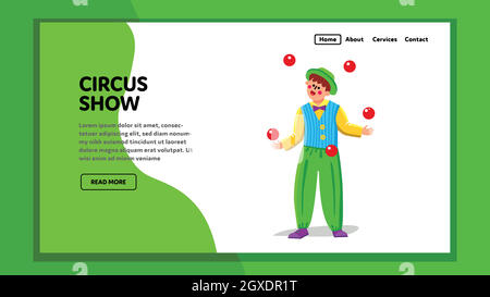 Circus Show Performance Juggler Throw Balls Vector Stock Vector