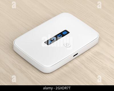 5G Wi-Fi mobile router and sim card on wooden desk Stock Photo - Alamy