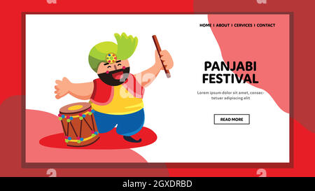 Punjabi Festival Indian Traditional Concert Vector Illustration Stock Vector