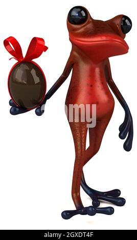 Fun red frog - 3D Illustration Stock Photo