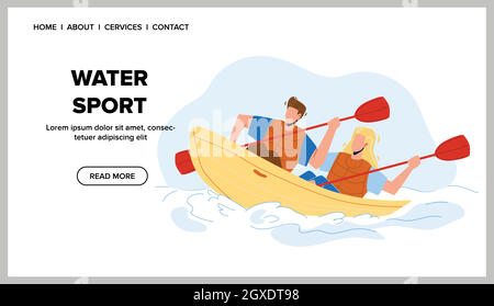 Water Sport Extremal Kayaking Competition Vector Stock Vector