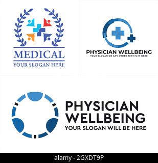 Set of medical health cross wellbeing logo design Stock Vector