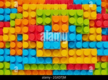 Plastic toy blocks background Stock Photo