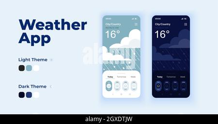 Forecast cartoon smartphone interface vector templates set Stock Vector