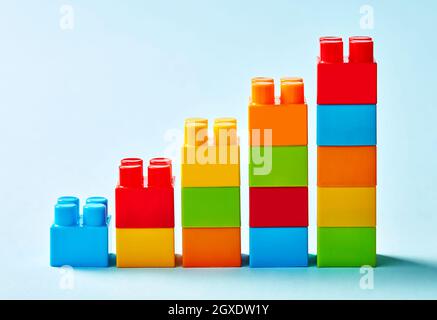 Multi-colored toy blocks chart Stock Photo