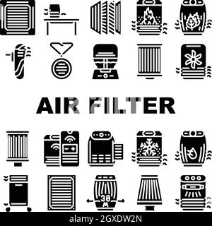 Air Filter Accessory Collection Icons Set Vector Stock Vector