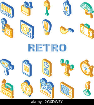 Retro Stuff Devices Collection Icons Set Vector Stock Vector