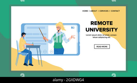 Remote University Course Listen Student Vector Illustration Stock Vector
