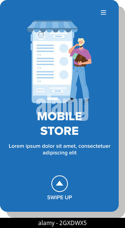 Mobile Store Application Using Customer Vector Illustration Stock Vector