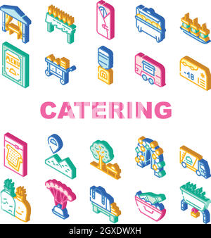 Catering Food Service Collection Icons Set Vector Stock Vector