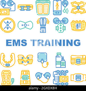 Ems Training Device Collection Icons Set Vector Stock Vector