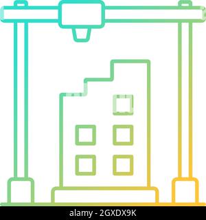 3d printed building design gradient linear vector icon Stock Vector