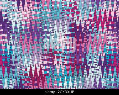 Colorful geometric composition made of intersecting zig-zag lines. 15 different colors. Seamless repeating pattern. Vector image. Stock Vector