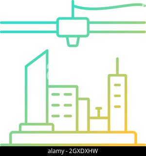 3d printed city plan gradient linear vector icon Stock Vector